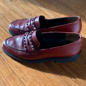 Women’s Burgundy Loafers with Studded Detail